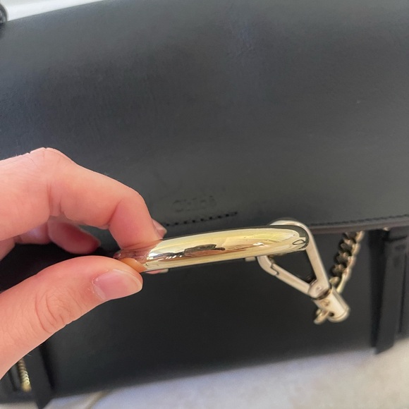 Chloe Faye Day Shoulder Bag Black with Gold Detail - Picture 3 of 13